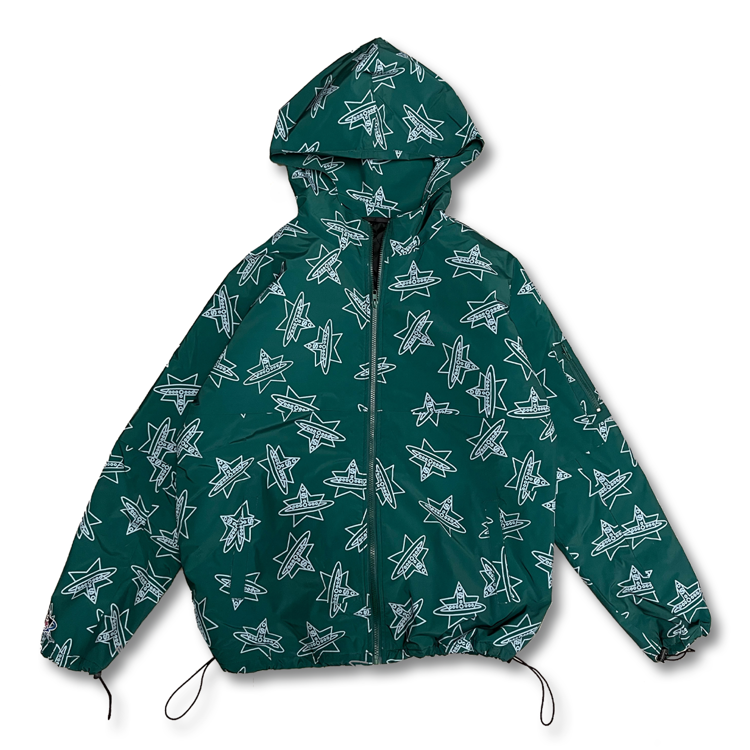All Over Star Print Jacket Green