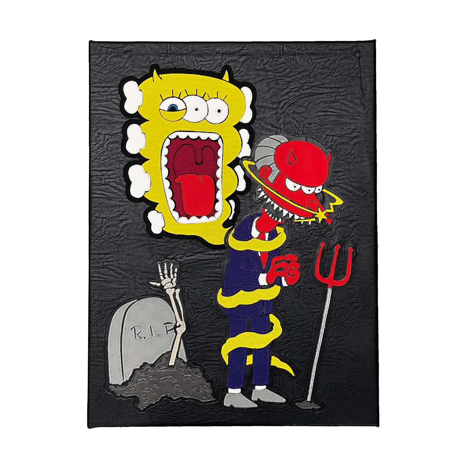 Mr. Burned Fabric Art
