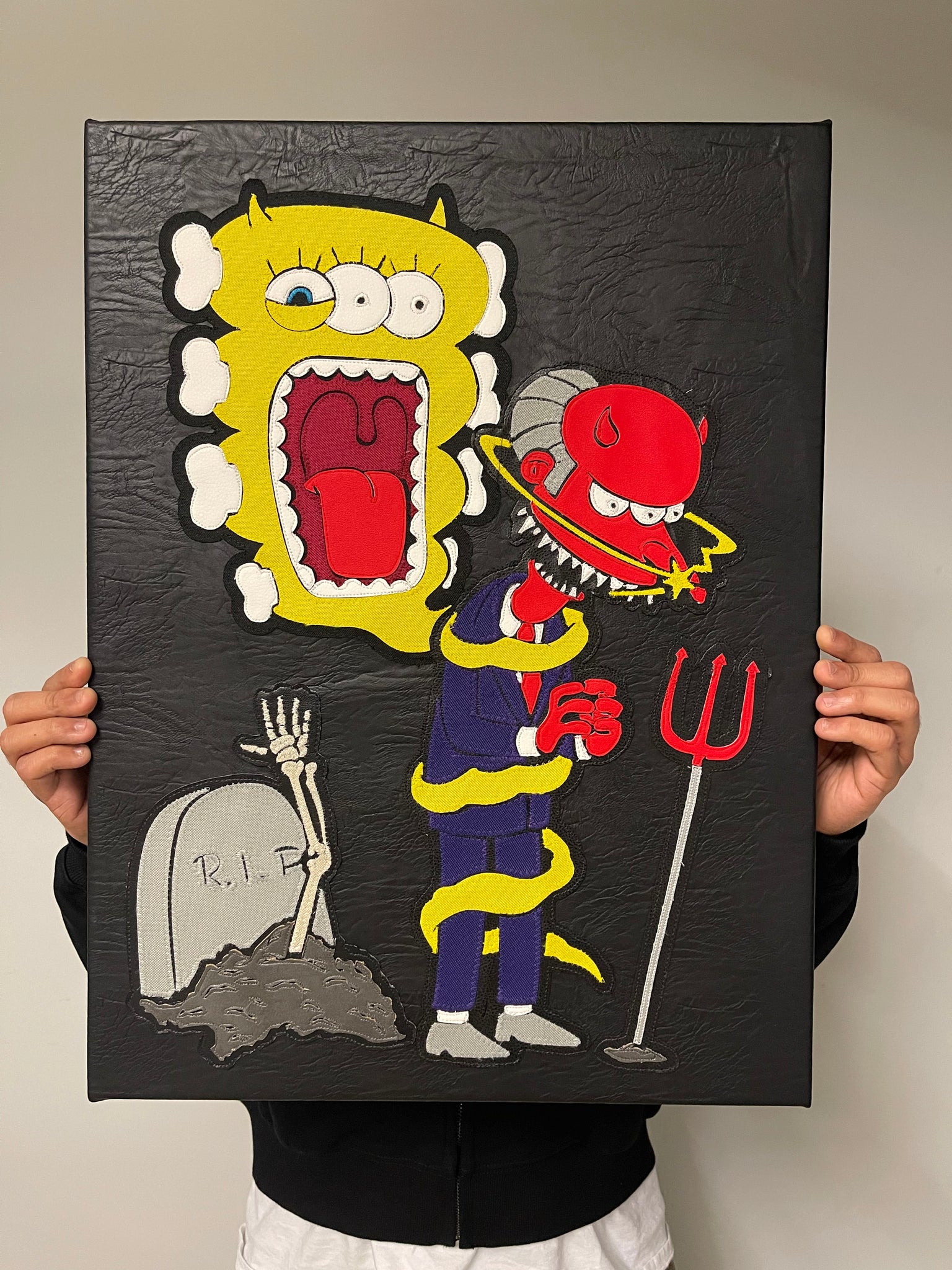 Mr. Burned Fabric Art