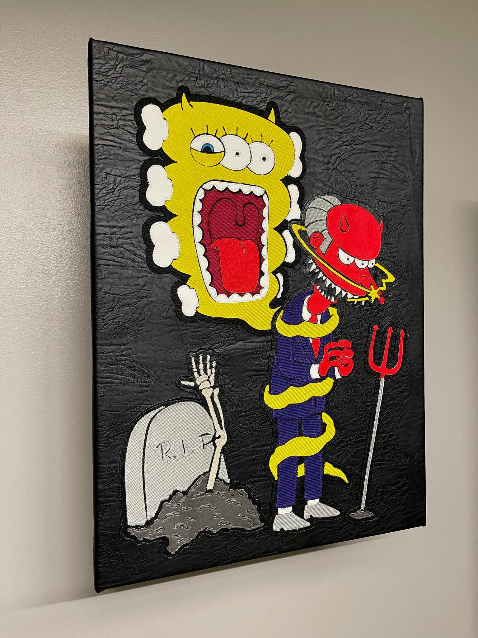 Mr. Burned Fabric Art