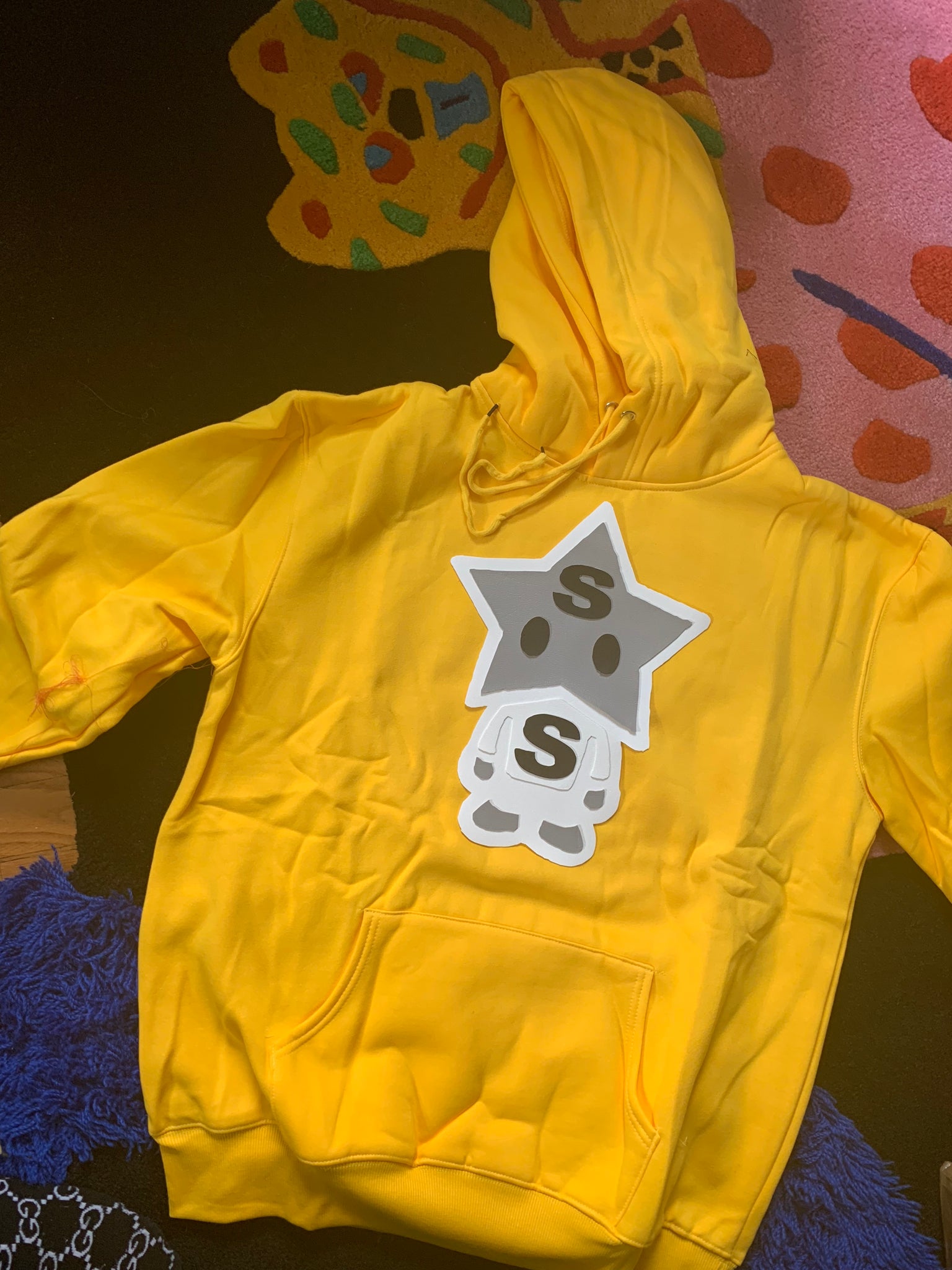 yellow leather starboy hoodie