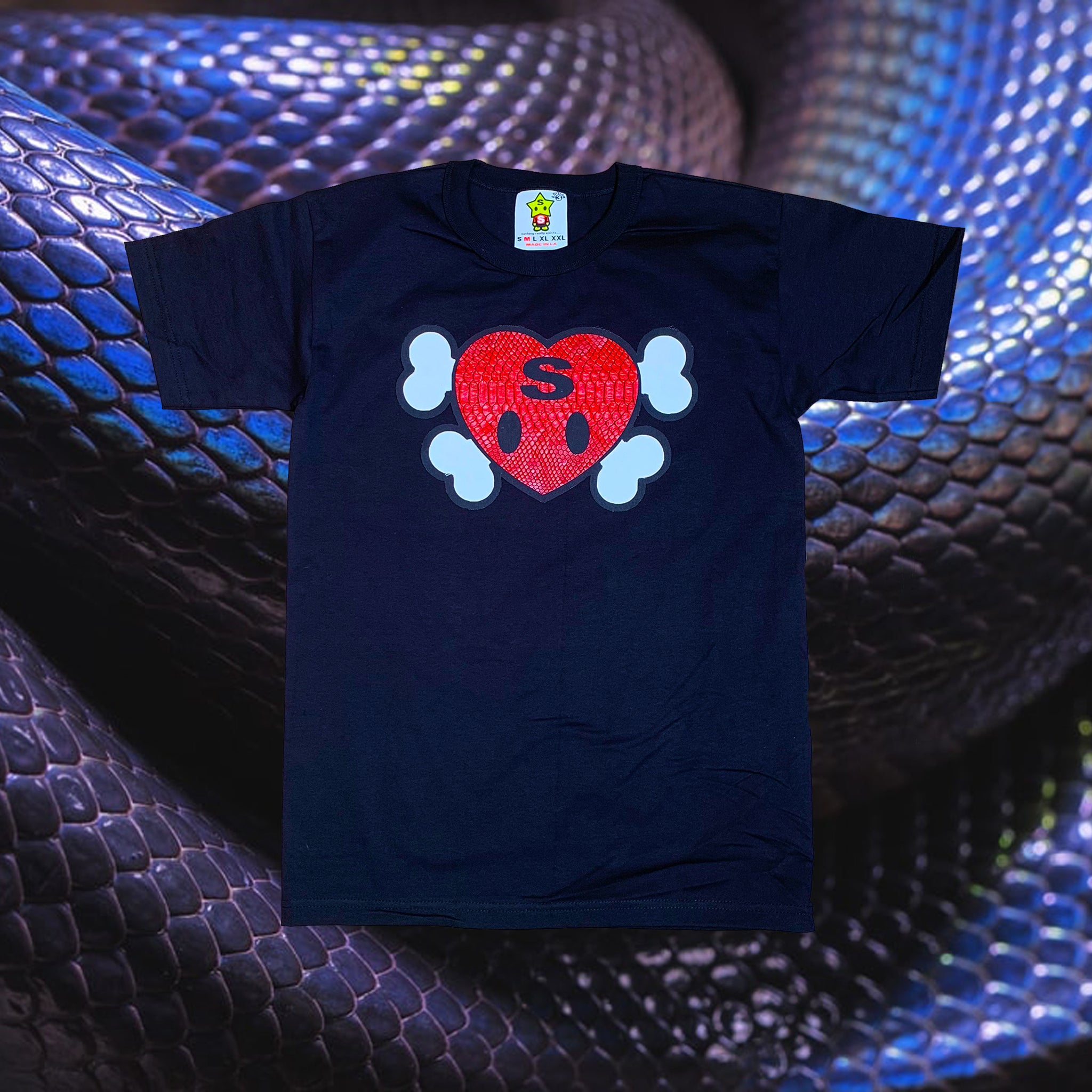 Leather Snake Skin Heart T-shirt