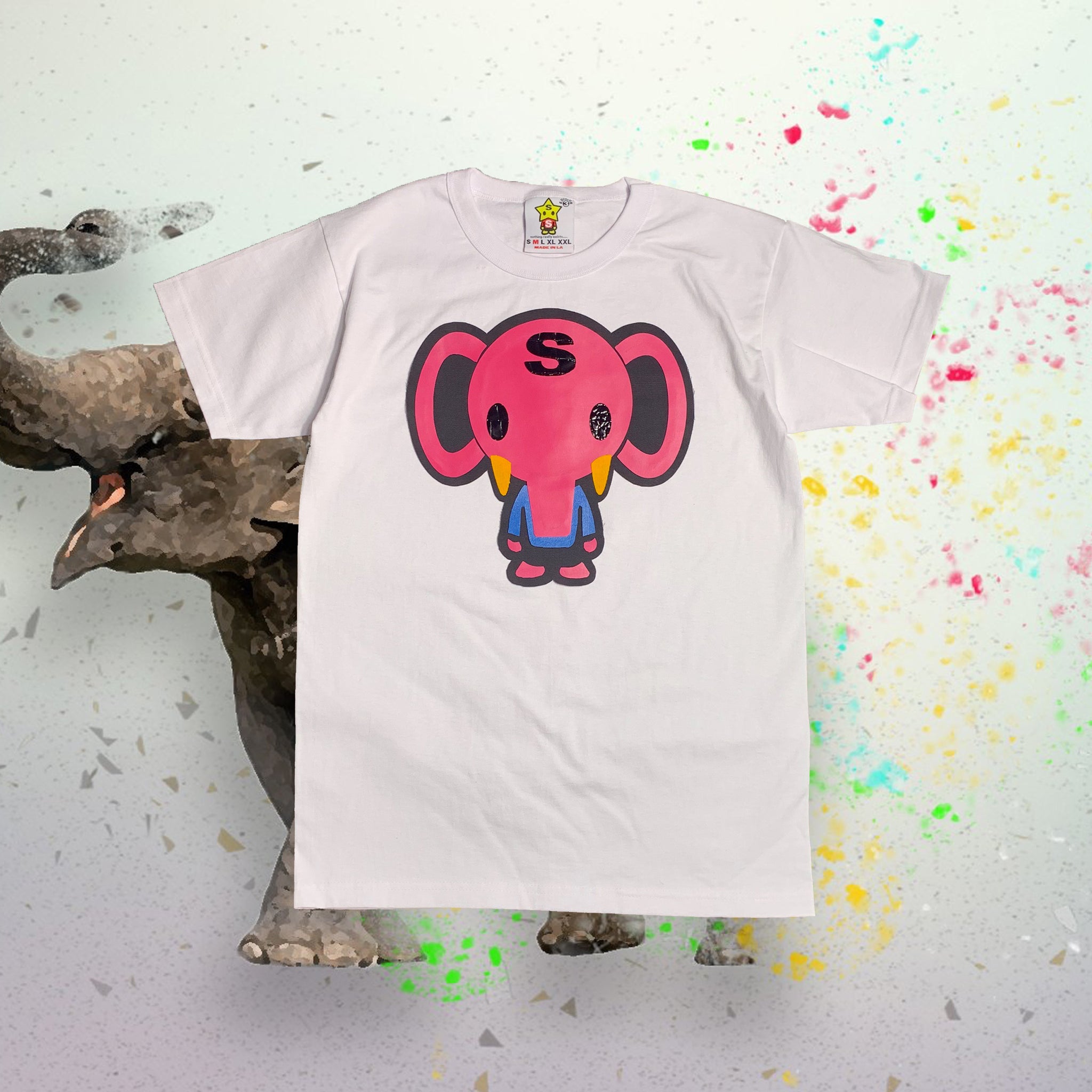 Leather Shiny Pink Elephant Tshirt